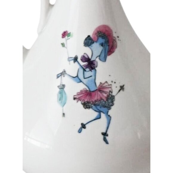 Vintage 1950 ALKA KUNST BAVARIA Porcelain Bud Vase French Poodle & Seal West Ger - Picture 2 of 7